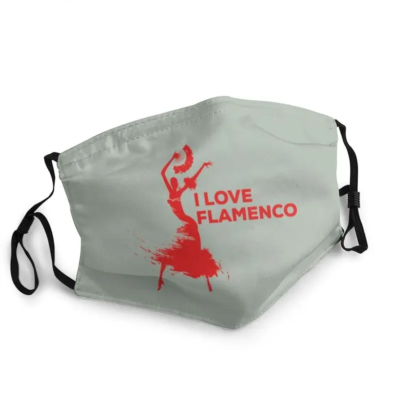 Non-Disposable I Love Flamenco Mouth Face Mask Adult Spanish Dance Spain Dancer Anti Haze Dust Protection Respirator Muffle | Аксессуары