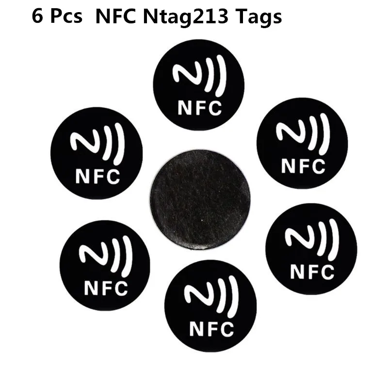 

6PCS Black Universal Anti Metal Sticker NFC Ntag213 Tags NTAG 213 Metallic Label Badges Token for Smart Mobile Phones