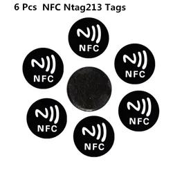 6PCS Black Universal Anti Metal Sticker NFC Ntag213 Tags NTAG 213 Metallic Label Badges Token for Smart Mobile Phones