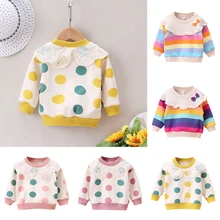 Newborn Baby Girl Clothes Winter Long Sleeve Polka Dot Cotton T-shirt Tops Fall Toddler Girls Lace Ruffles Sweatsihrt Pullover