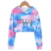 Autumn Children Sweatshirts Teen Girls Crop Tops Tie-dye Hoodies Long Sleeve Pullover Kids Fashion Sweatshirts  6 8 10 12 14Y 1