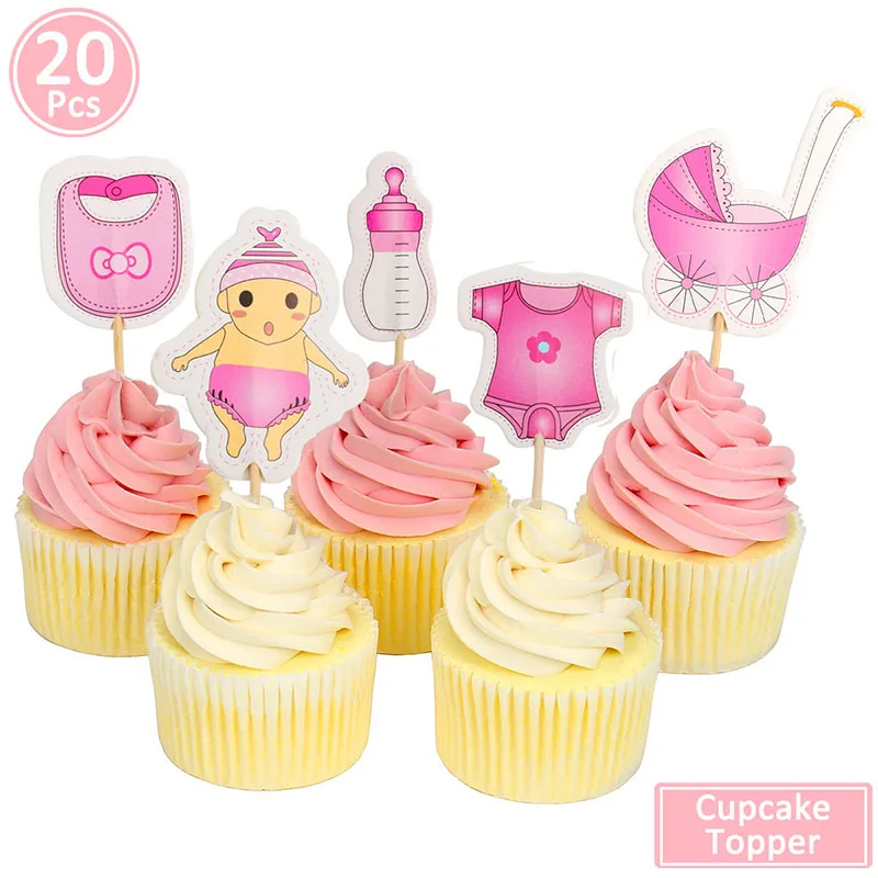 Детский душ торт кекс топперы BabyShower сувениры украшения, товары для вечеринки Его мальчик девочка синий игра слон Oh Baby
