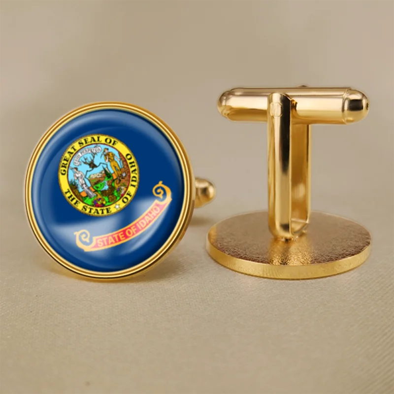 

Seal of Idaho State of United States of America Map Flag Cufflinks