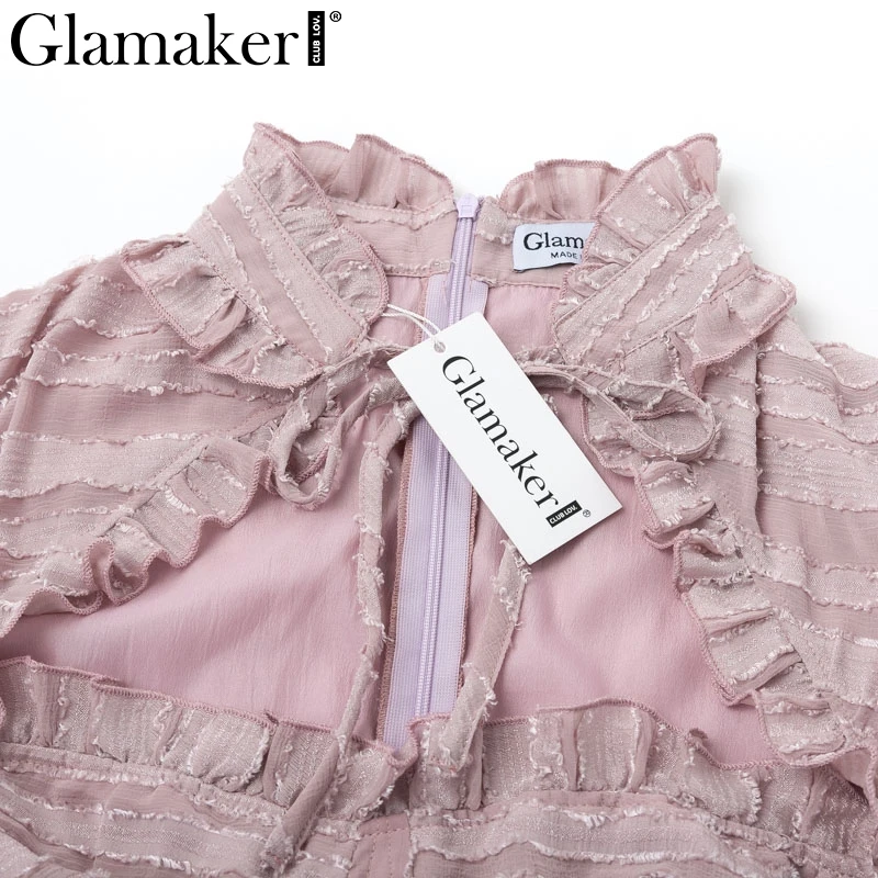 Glamaker сексуальное открытое облегающее мини-платье с оборками Женские фиолетовые вечерние осенние платья элегантная женская повязка клубное мини-платье зима