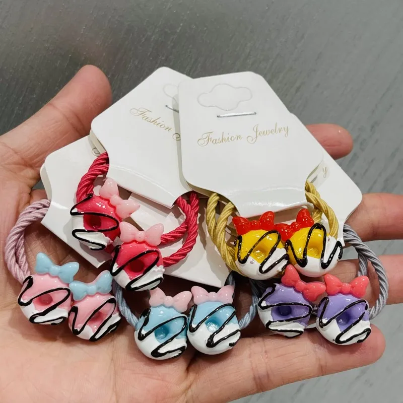 10 шт./компл. милые резиновые эластичные повязки для волос в виде пончиков девочек