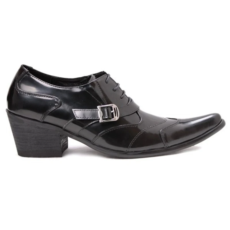 ntparker Italian Style Pointed toe Mne's shoes Genuine Leather Dress Shoes man's wedding shoes 6.5cm Height Increased! ize 38-46
