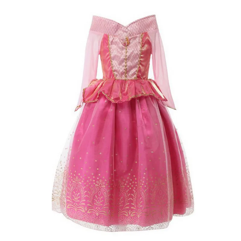 Aurora Dress C Вечерние костюмы принцессы для девочек; платье Авроры; детские осенние Свадебные Платья с цветочным узором для девочек; платье для выпускного вечера; костюм Спящей красавицы для ролевых игр - Цвет: Aurora Dress C