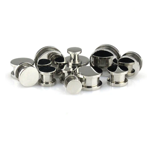 Mirror Ear Plugs and Tunnels Ear Flesh Piercing Stainless Steel Earlet Gauges Screw Earring Expander Stretcher Body Jewelry