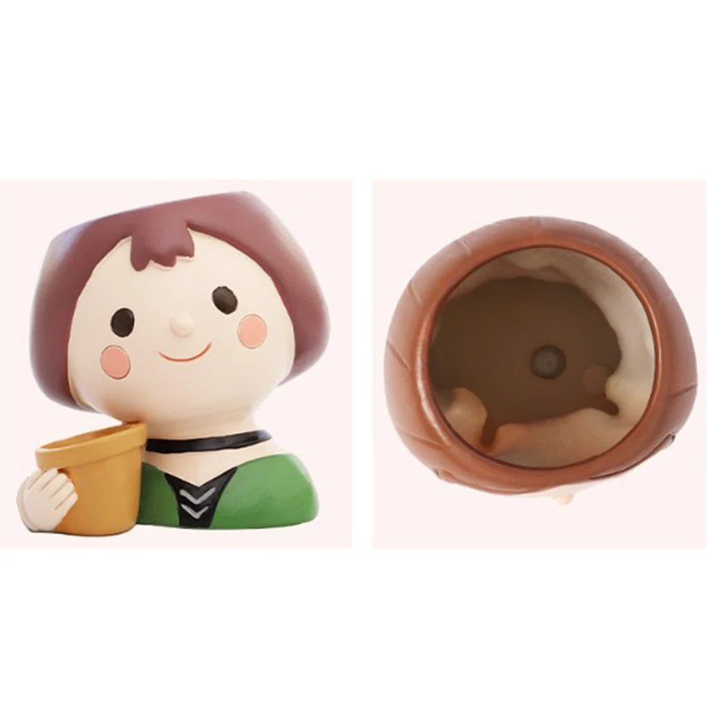 Resin Cute Girls Plant Window Box Flower Pot Small Succulent Planter Pots Decor
