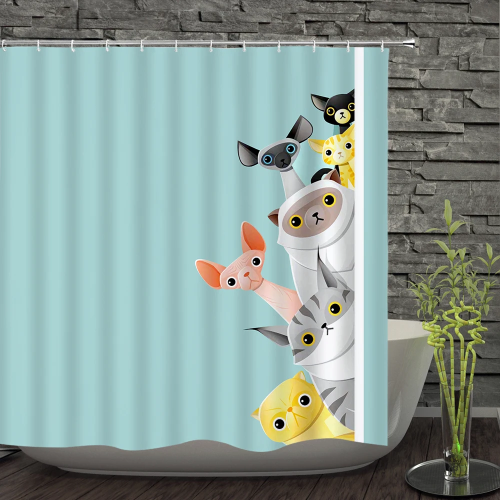Cute Cartoon Shower Curtains Bathroom Curtain Home Decor Waterproof