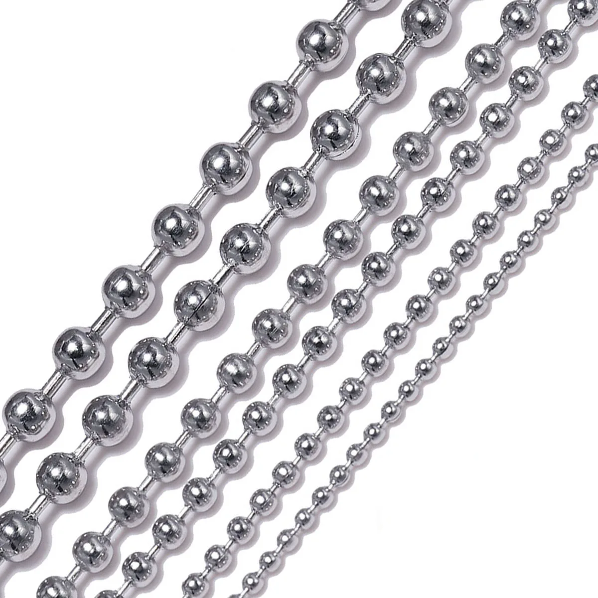 Al por mayor 1,2/1,5/2/2, 4/3/3, 2/4/4, 5/5/6mm cadena de la bola de acero inoxidable COLLAR COLGANTE o etiquetas de perro cadenas de fabricación de la joyería