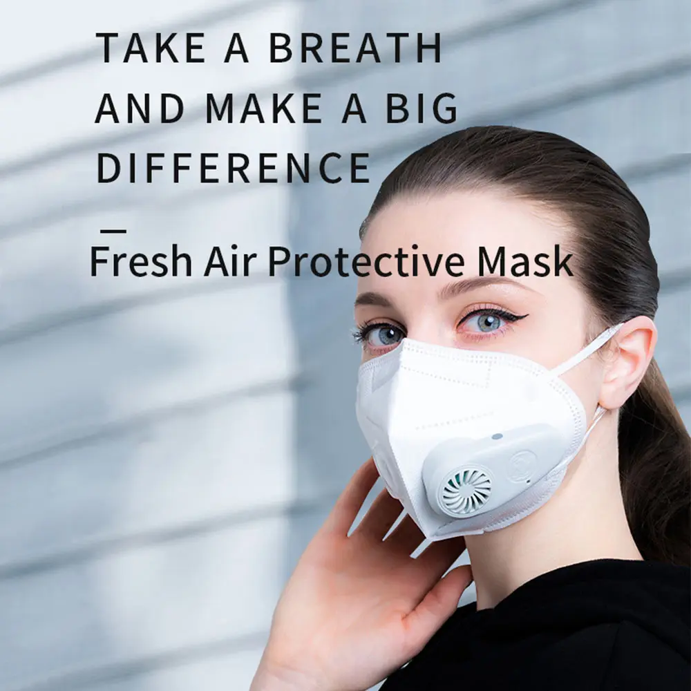 

Unisex white Mask Smart Electric Air Purifying Masks PM2.5 Anti Dust Pollution Adjustable Breathing Valve PK Xiaomi-Purely Mask