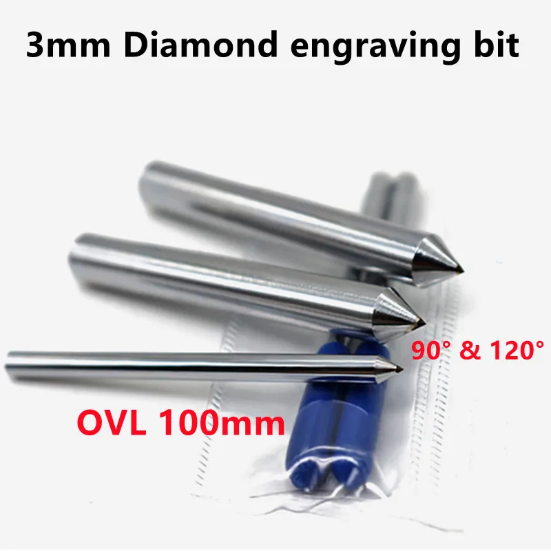 3mm Diamond Engraving Bit Carving Pen Point Tools Cnc steel Milling Cutter 90 120 degree Circuit Board Metal Stone Aluminum 1pc