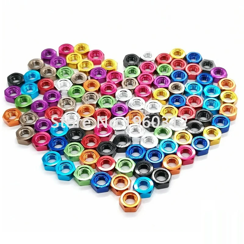 10pcs DIN934 colourful m3 m4 m5 m6 Aluminum Alloy Hexagonal Hex Nut Lock Nuts for FPV RC Multicolor Red Purple Royal Gold Pink |