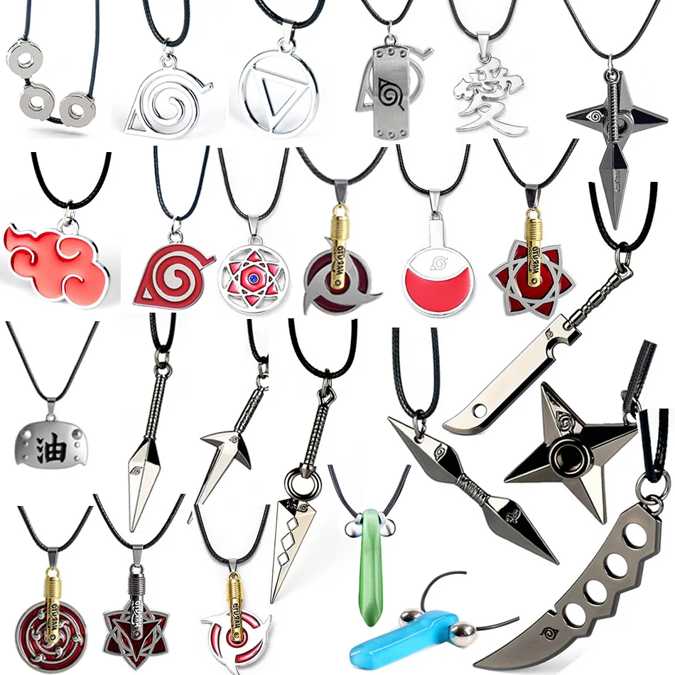 Anime Naruto Necklace Cartoon Kunai Zumaki Shuriken Kakashi Cosplay Action Figures Accessories Metal Alloy Pendan Kids Toy Gift | Игрушки и