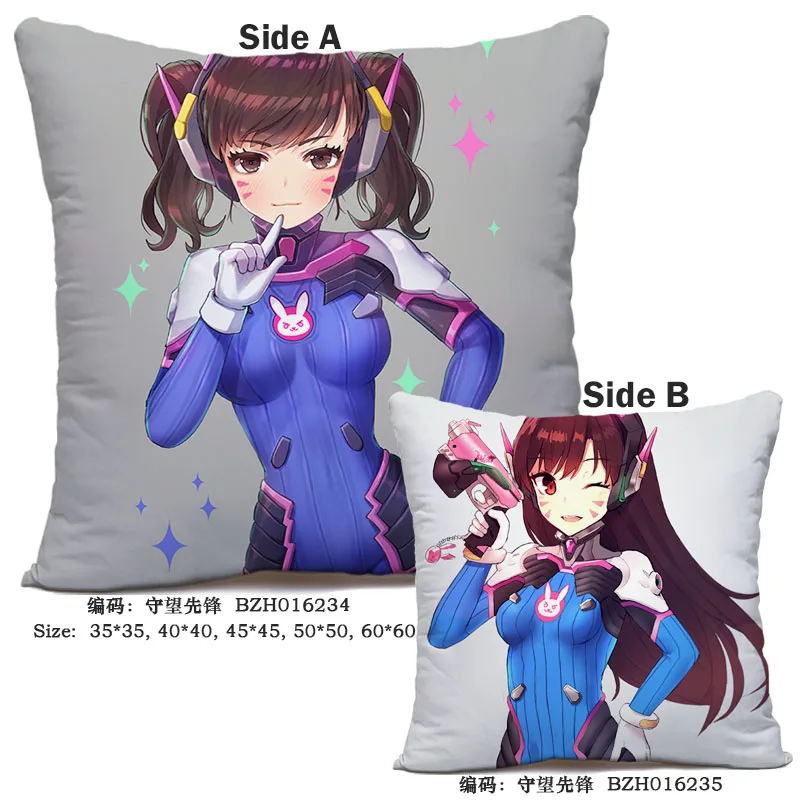 45X45 см аниме игра Overwatch наволочка OW dva Mercy Mei Hanzo Genji Reaper Dakimakura Чехол 3D двухсторонний принт наволочка - Цвет: 10
