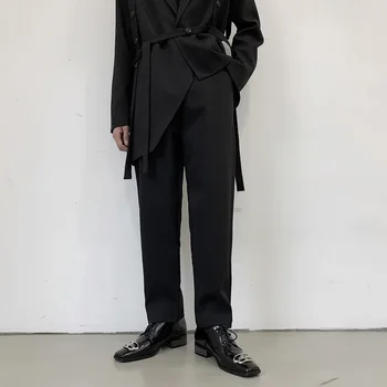 

2020 Spring And Autumn New Youth Popular Loose Trousers Fashion Casual Solid Color Trend Straight Trousers Black M-XL