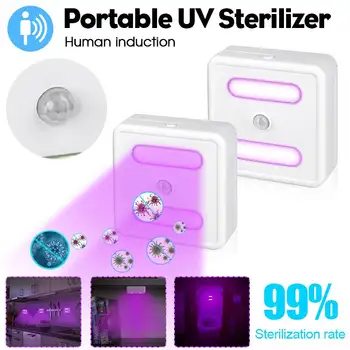

2pcs Human Induction UV Light Sterilizer For Phone Mask Home Travel Portable Ultraviolet Bactericidal Lamp Germ Sanitizer