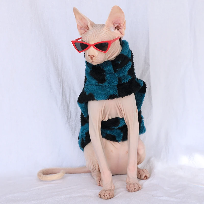 Hairless заказной свитер для кошки утолщенная сила осень и зима ins плюшевая утолщенная Коралловая плюшевая одежда для кошки Сфинкс