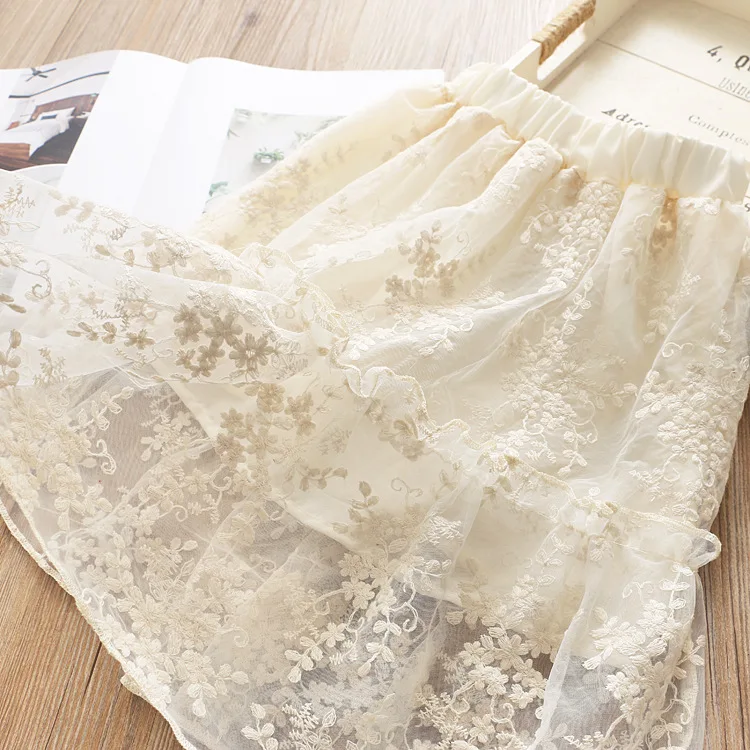 Новинка г.; Весенняя длинная юбка феи с кружевным узором для девочек; элегантная одежда для маленьких детей