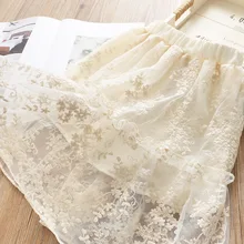 Новинка г.; Весенняя длинная юбка феи с кружевным узором для девочек; элегантная одежда для маленьких детей