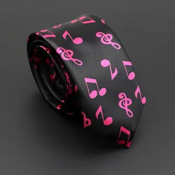 Elegant Unisex Musical Notes Printed Silky Slim Tie (CD23-06)