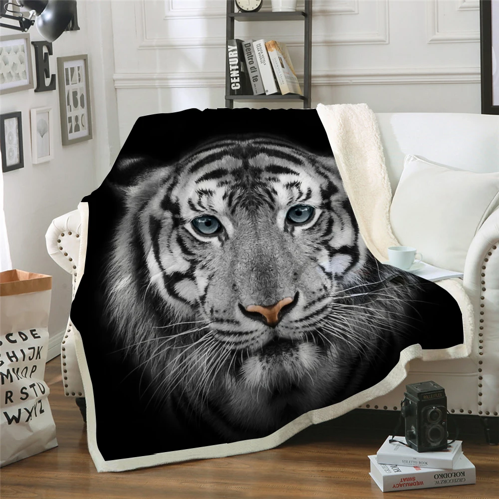 

3D Tiger Blanket sherpa Fleece Blankets for Kid Adult Thin Quilt Animal Print