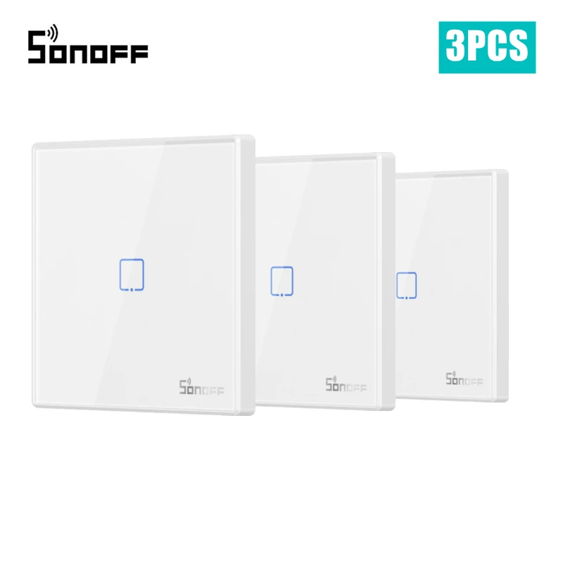 SONOFF T2EU-RF 86 Type Wall Panel 1-3 Gang Sticky 433MHz Wireless RF Remote 2-Way Control for 4CHPROR3 SlampherR2 TX Wall Switch 