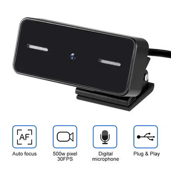 

Computer Camera Adjustable Black USB 2.0 Webcam With Digital Microphone for Online Courses Video Recording Video Calling