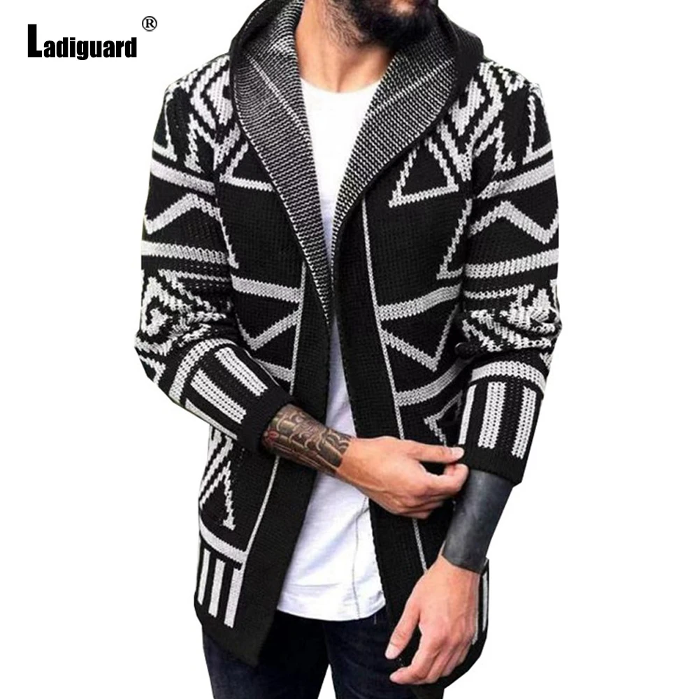 

Plus Size 4xl Men Knitting Sweaters Long Sleeve Hooded Top Long Cardigans Sexy Mens Clothing 2023 Fashion Graphics Print Sweater