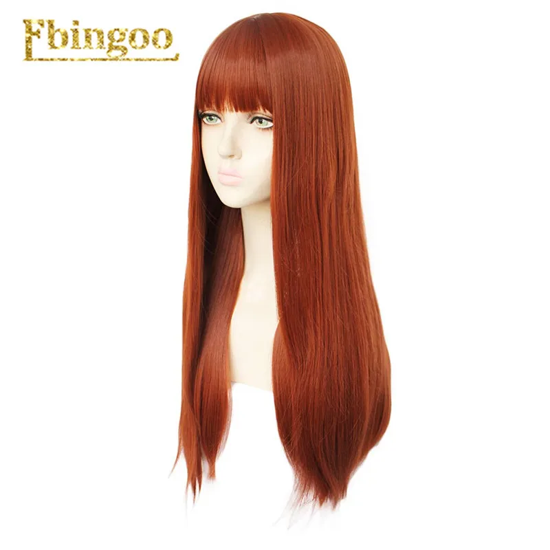 Ebingoo Hair cap+ белый высокотемпературное волокно Peruca Perruque натуральный прямой длинный синтетический парик с челкой для женщин