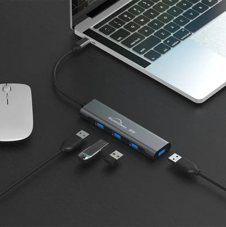 Blueendless usb c концентратор USB3.0 type c до 4 портов USB3.0 высокоскоростной usb поддержка 5 Гбит/с для MacBook pro type c концентратор