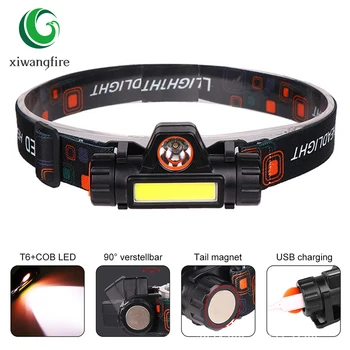 

Portable Mini Flashlight Lantern Q5 + COB LED Headlamp Built-in 18650 Battery Outdoor Camping Headlight Fishing Lamp Magnetic