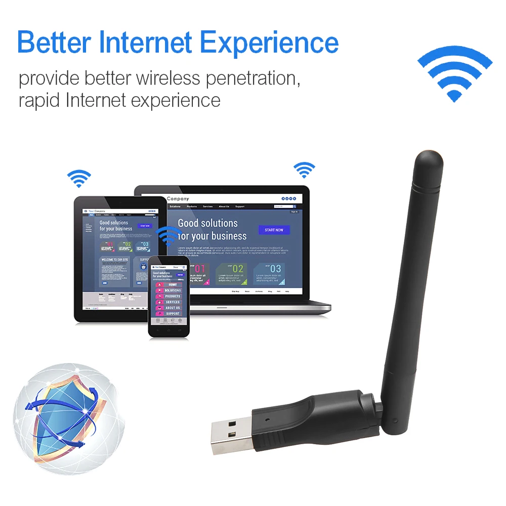 New WIFI USB Adapter MT7601 150Mbps USB 2.0 WiFi Wireless Network Card 802.11 B/g/n LAN Adapter With Rotatable Antenna lan card