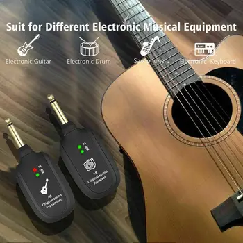 

Portable 730 MHz UHF Wireless Transmitter Receiver System Electric Guitar Bass Audio Transmission Set with Receiver Transmitter