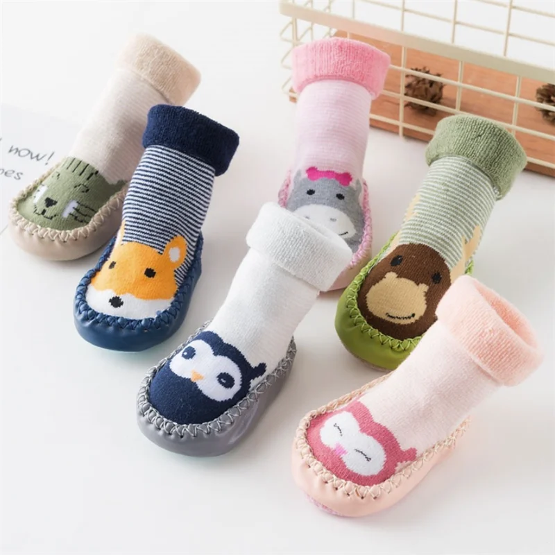 

Spring and Autumn Winter Cartoon Baby Socks Baby Steps Non-slip Leather Sole Cotton Children Floor Socks Baby Socks Newborn