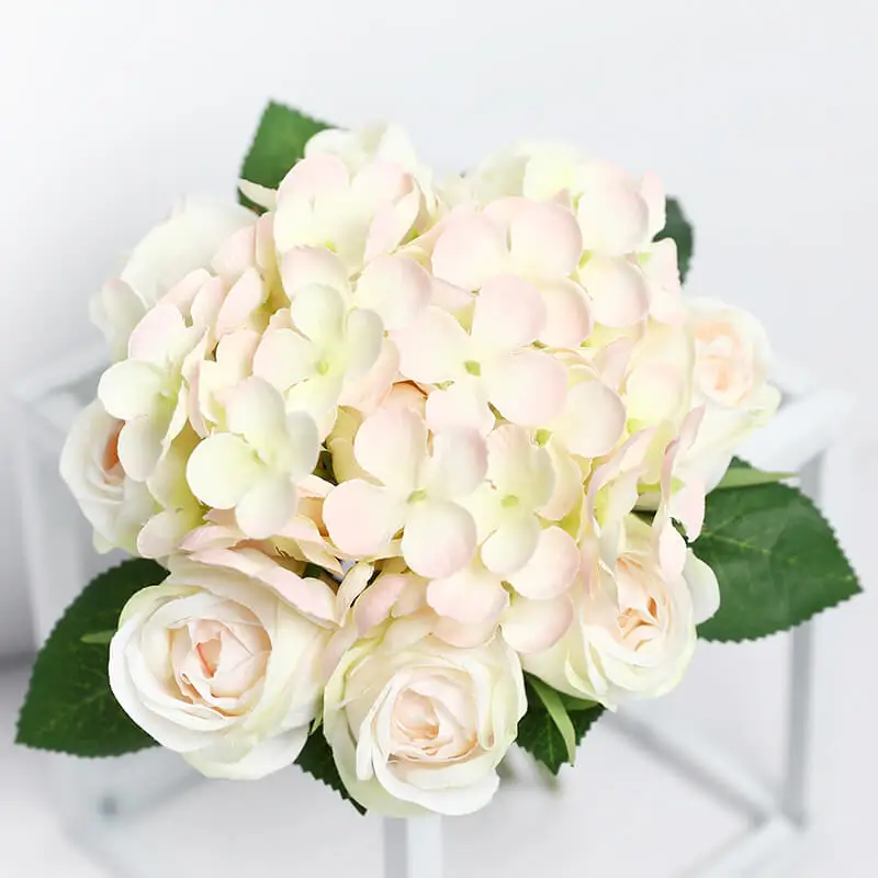 Белый шелковый букет цветов гортензии домашнего декора пион роза искусственные цветы свадебный стол украшение центральным
