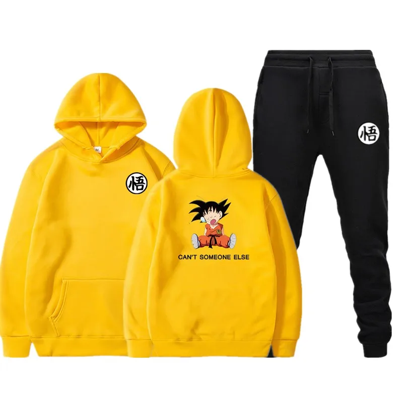 Popular New 2019 Sport Suit Hoodie Anime printing Hooded Men Casual Cotton Fall / Winter Warm Sweatshirts Men's Casual Tracksuit Suit