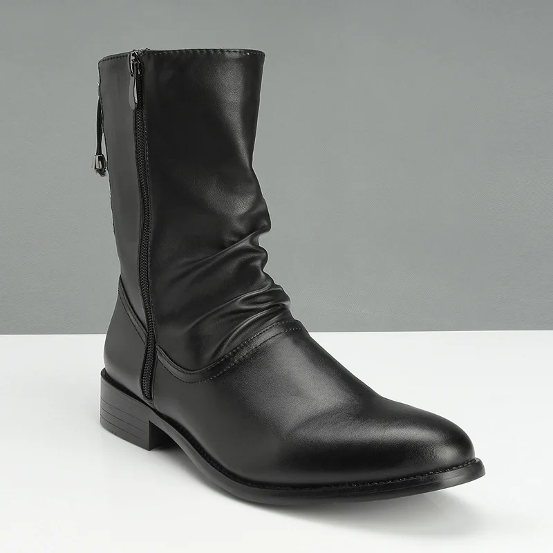 

New Style MEN'S SHOES Hight-top Leather Boot Trend Boots Men's Korean-style Martin Boots Men Pointed Short Boots Men's Singles B