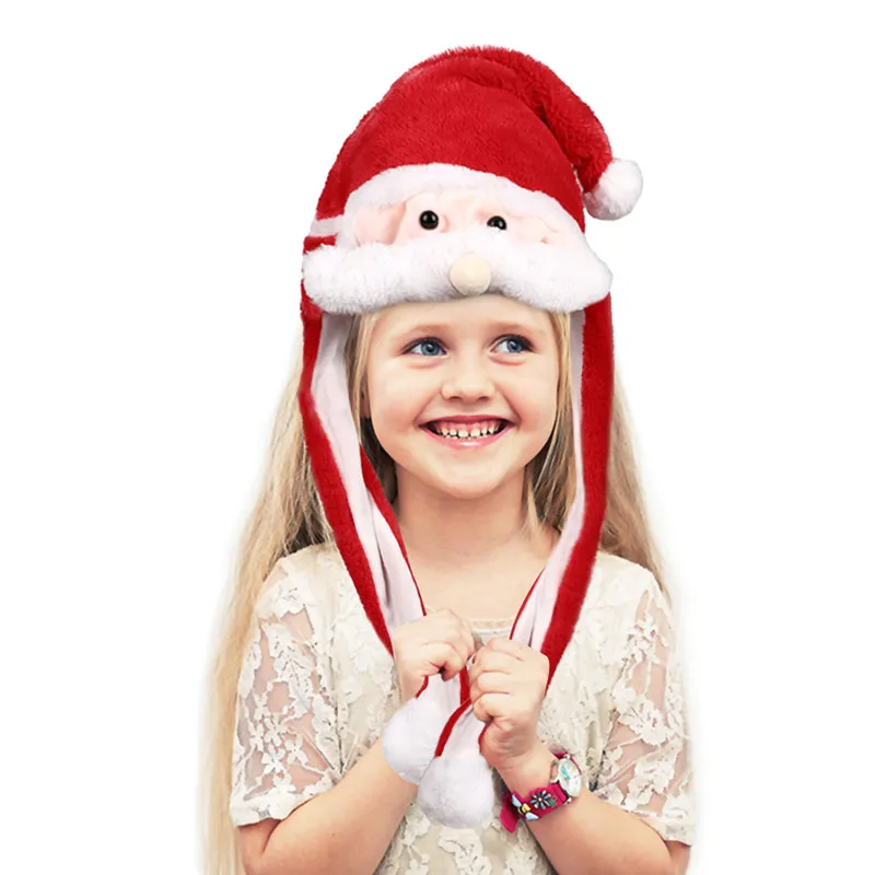 Светодиодная светлая крышка шапка Санта-Клауса Рождественская шляпа шар вечерние ушные ушки двигаются красная забавная шапка уши двигаются взрывной Рождественский Декор
