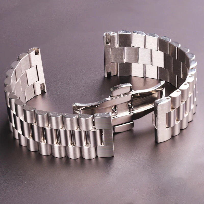Silver Stainless Steel Watch Bracelet - Premium Metal Strap