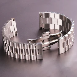 Silver Stainless Steel Watch Bracelet - Premium Metal Strap - 22mm (Silver)