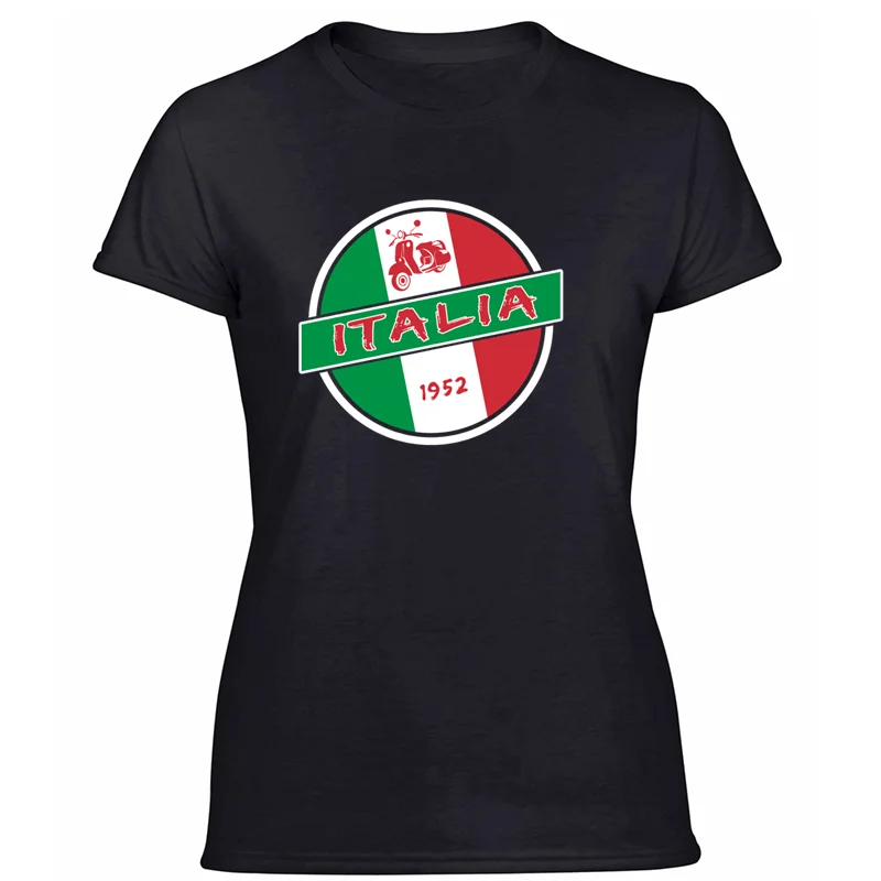 Women-Black Мужская футболка с надписью Humor italy, итальянский дизайн, с флагом скутера, italia,, унисекс, футболка, против морщин, Топ в стиле хип-хоп - Цвет: Women-Black