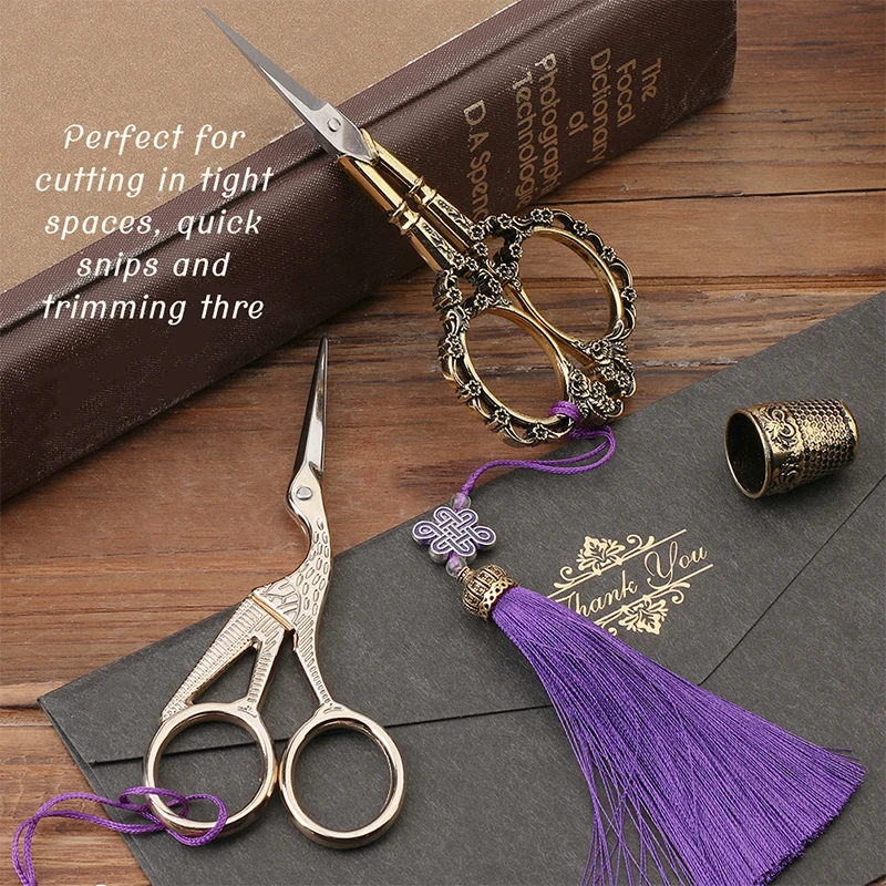 SHWAKK Embroidery Scissors Stainless Steel Sharp Stork Scissors for Sewing Crafting Art Work Threading Needlework DIY Tools