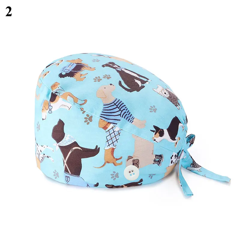 Surgical Cap Buckle Nurse Doctor Hat Pure Cotton Floral Baotou Cap Fashion Nursing Hat Warm Cap Working Cap Buckle Baotou Cap beanie cap