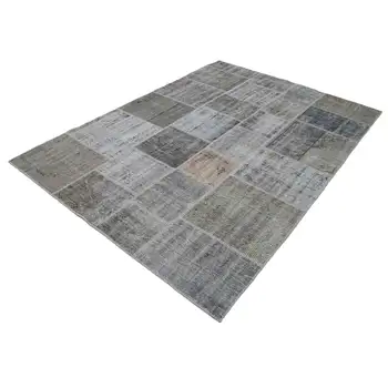 

170x243 Cm Grey Handmade Patchwork Rug-6x8 Ft