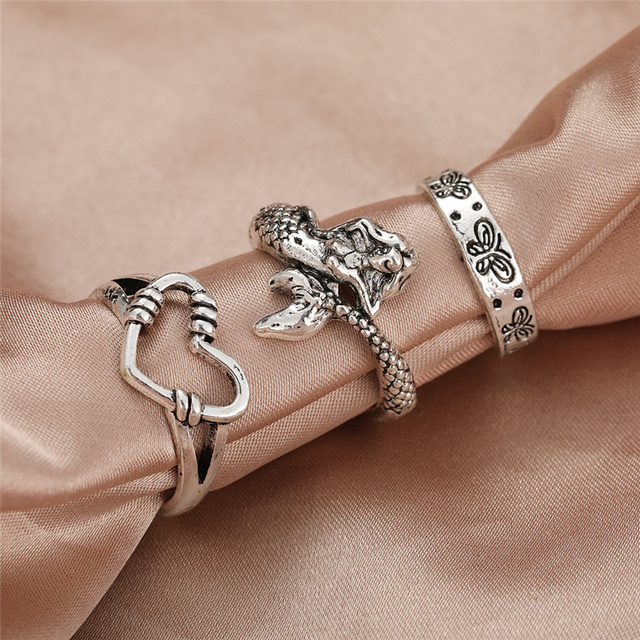 Personalized Finger Heart Ring Set for Women Gold Color 3PCS 2021 New Trendy Gift for Women Fashionable