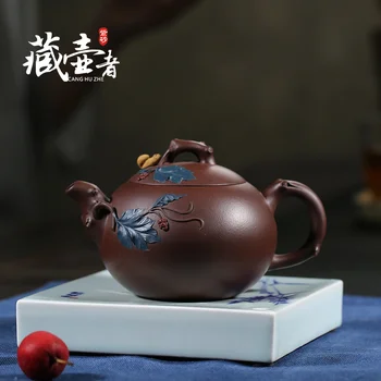 

xu teacher all hand squirrel grape pot authentic undressed ore flower implement yixing purple clay recommended tea sets