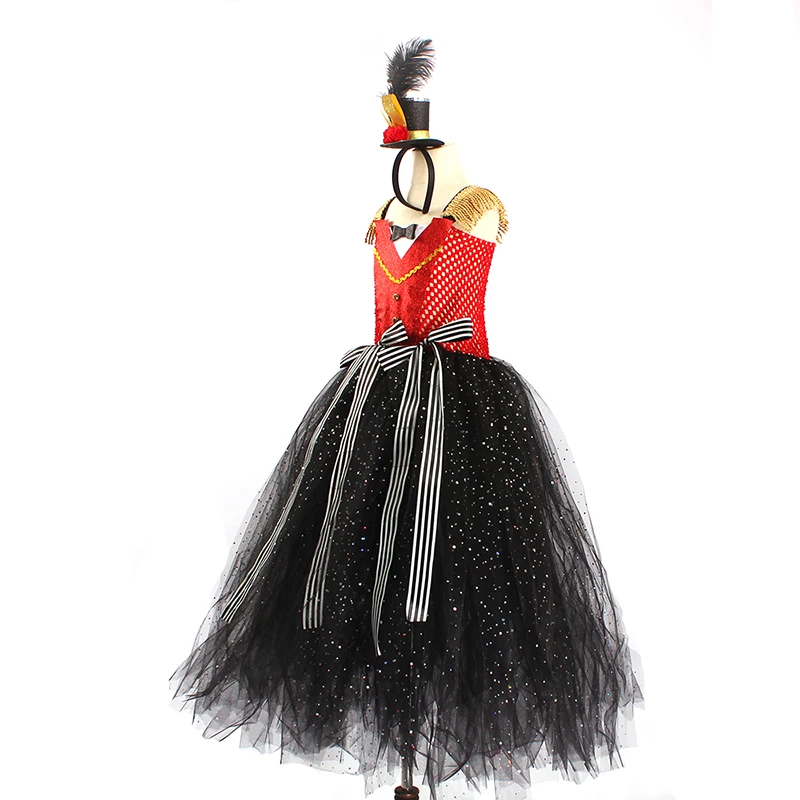 Full Length Sparkly Ringmaster Inspired Girls Tutu Dress Kids Birthday Party Pageant Halloween Costume Girl Circus Fancy Dress (17)