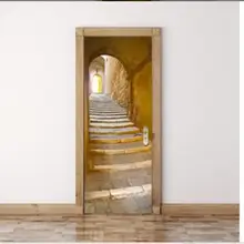 Модель каменная дверь горячая 3D креативные дверные наклейки крутые деревянные двери Семейный пакет